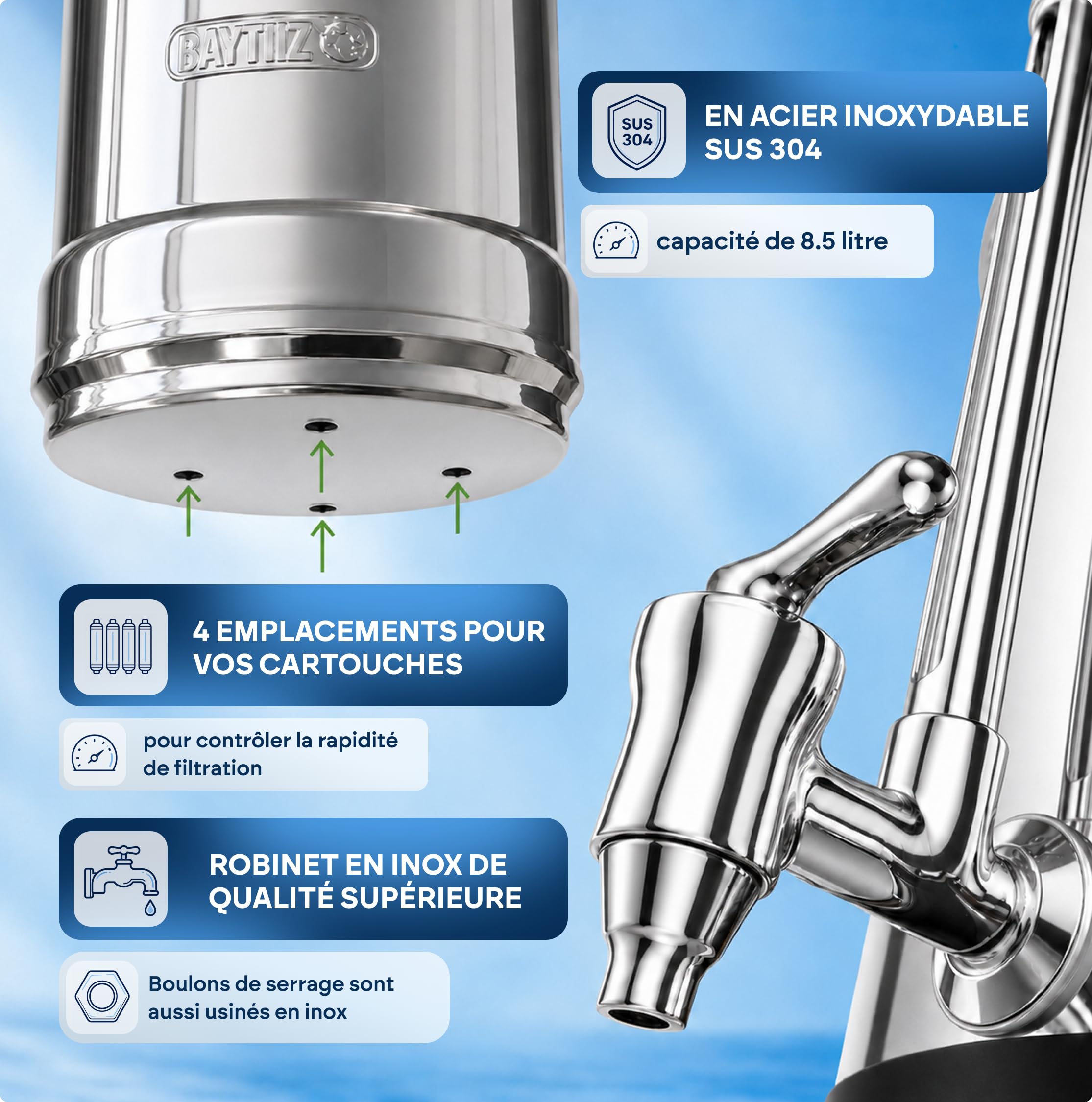 baytiz-filtres-par-gravit-fontaine-inox-8-5-l-2-cartouches image 4