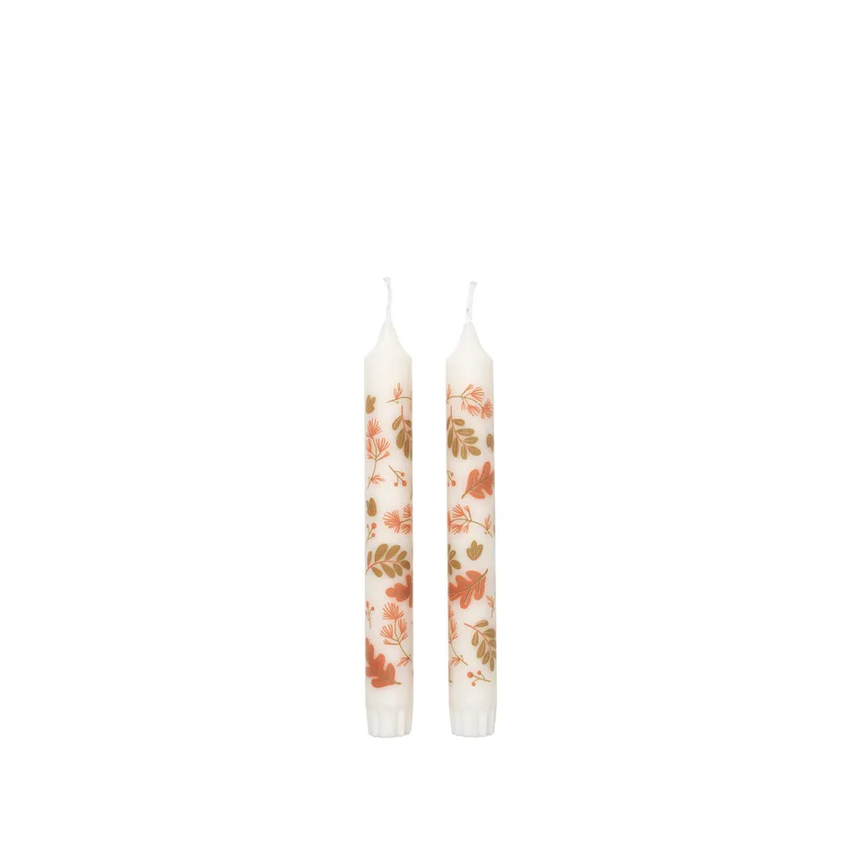 broste-copenhagen-candles-forest-leaves-cierge-imprim-vert image 1