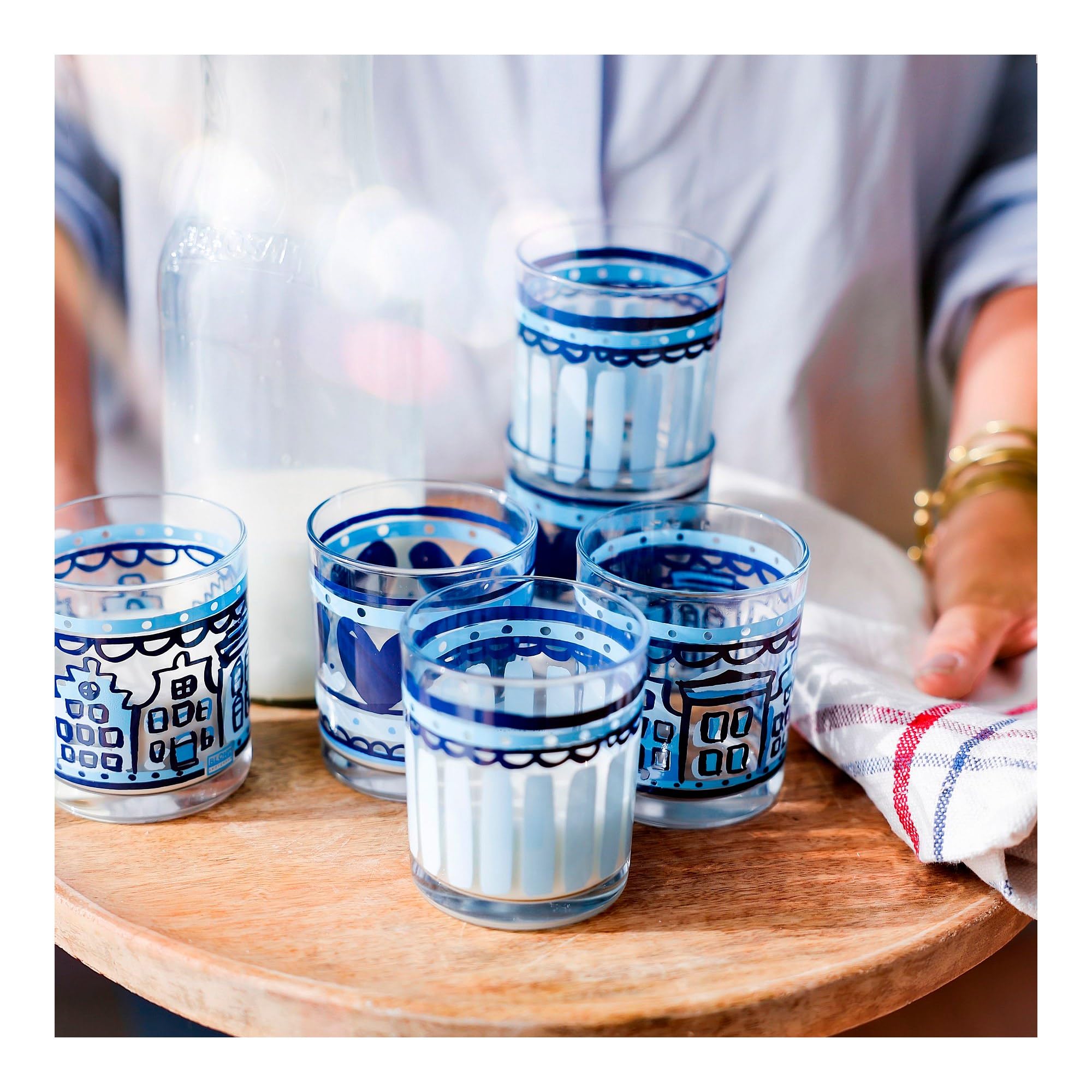 blond-amsterdam-delfts-blond-verre-0-2l-rayures-bleues-transparent image 2