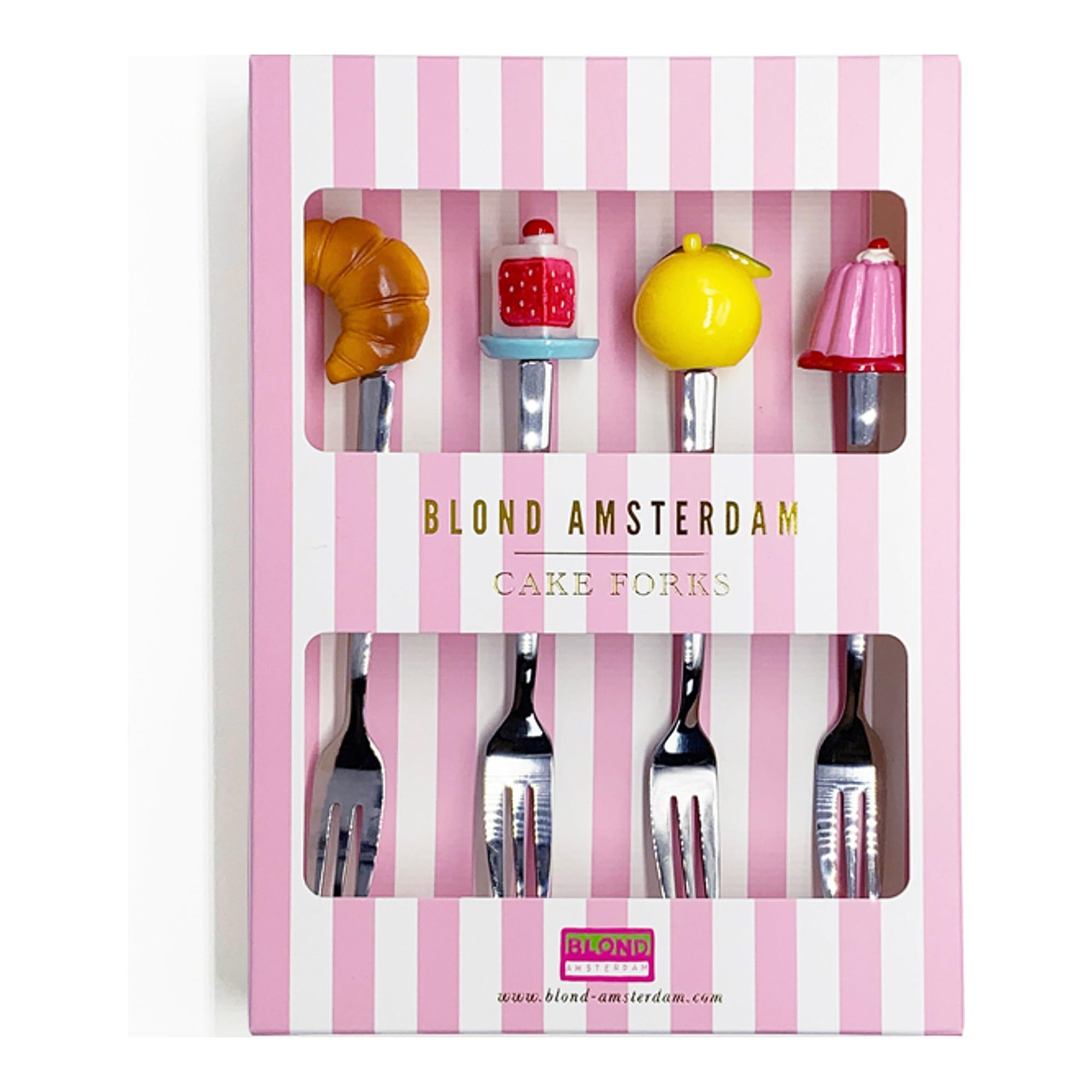 blond-amsterdam-even-bijkletsen-fourchettes-g-teau-set-4-pi-ces image 1