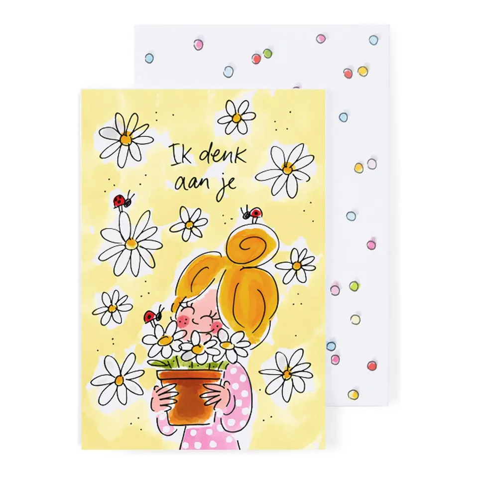 blond-amsterdam-wenskaarten-carte-pense-toi-marguerites-enveloppe image 1