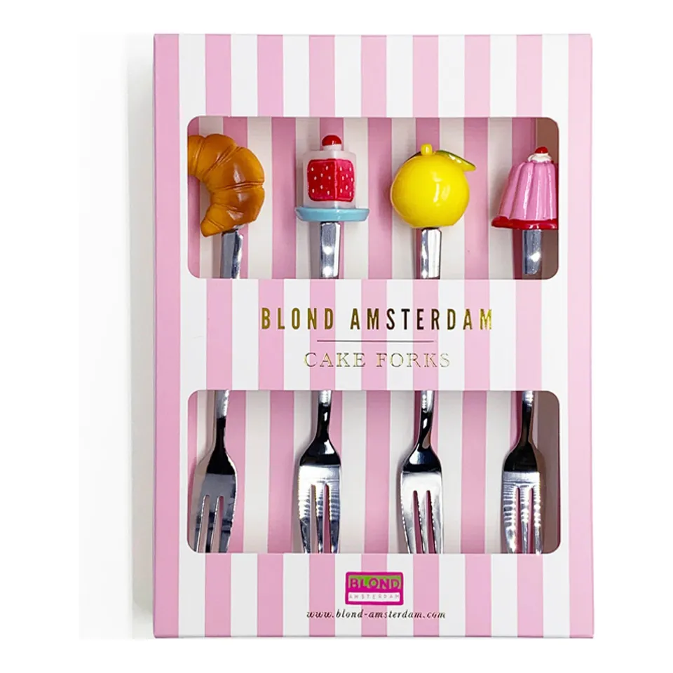 blond-amsterdam-even-bijkletsen-fourchettes-g-teau-set-4-pi-ces image 1